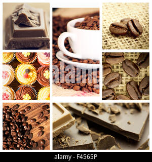 Immagine composita di caffè del mattino con fagioli Foto Stock