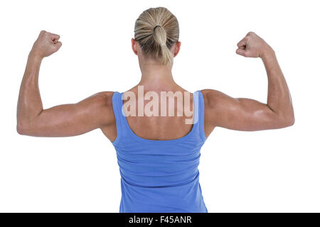 Vista posteriore della donna i muscoli di flessione Foto Stock