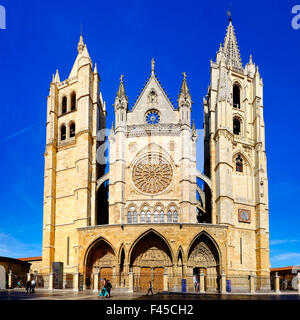 Cattedrale di Santa Maria de Leon, Leon,Castiglia e León, Spagna Foto Stock