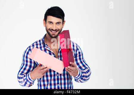 immagine di buon compleanno uomo con scatola di acquisto. uomo di compleanno  caucasico con acquisto Foto stock - Alamy