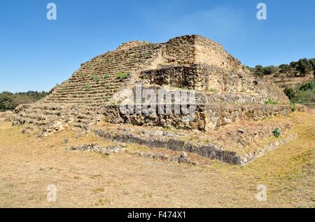 Piramide di scavo del sito Sito Cacaxtla in Tlaxcala, stato di Tlaxcala, Messico Foto Stock