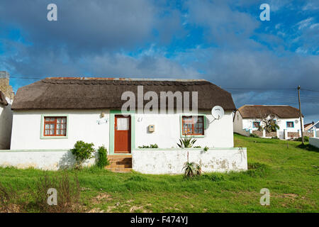 Case storiche in Elim Village, ex stazione missionaria, patrimonio nazionale, Western Cape, Sud Africa Foto Stock