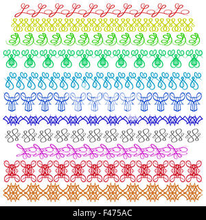 Set di colorati punto di cucitura su sfondo bianco Foto Stock