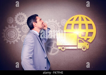 Immagine composita di pensare imprenditore Foto Stock