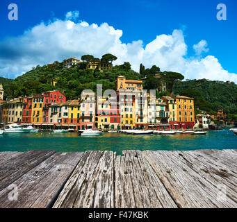 Portofino villaggio sulla costa ligure, Italia Foto Stock