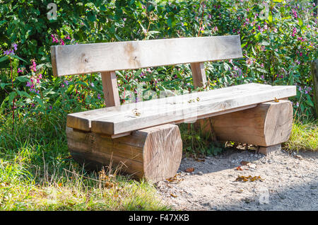 Da banco, una panchina nel parco realizzato ​​of tronco di albero Foto Stock