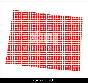 Una mappa dello stato del Colorado creato a partire da una serie di punti rossi su sfondo bianco Foto Stock