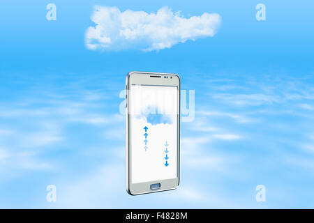 Smartphone il backup delle informazioni sul cloud Foto Stock