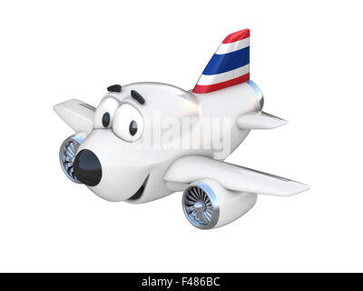 Cartoon aereo con una faccia sorridente - bandiera tailandese Foto Stock