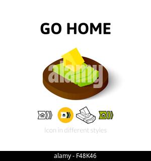 Vai home icona in stile differente Illustrazione Vettoriale