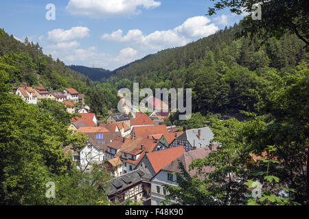 Vista parziale di Ziegenrück nella valle Saale Foto Stock