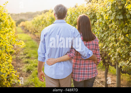 Vista posteriore della coppia felice con le braccia intorno a ciascun altro Foto Stock