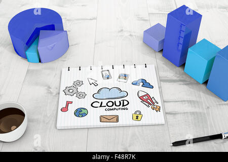 Immagine composita del cloud computing doodle Foto Stock