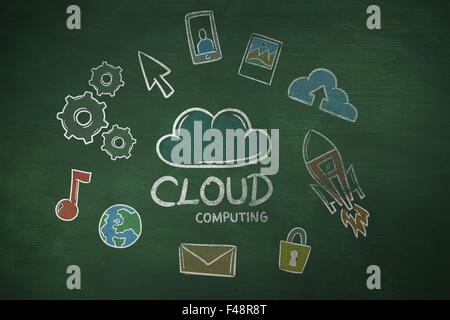 Immagine composita del cloud computing doodle Foto Stock