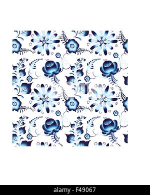 Russo vettore gzhel pattern senza giunture Illustrazione Vettoriale