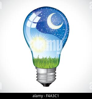 Giorno - notte la lampadina Illustrazione Vettoriale