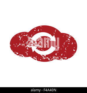 Red grunge retromarcia logo cloud Foto Stock