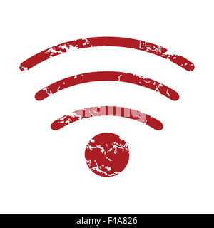 Red grunge wi-fi logo Foto Stock