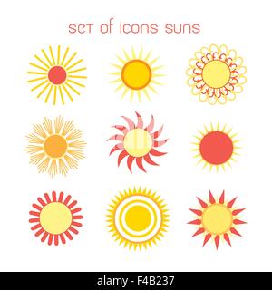 Suns icone Illustrazione Vettoriale