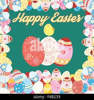 Scheda di pasqua con uova colorate Illustrazione Vettoriale