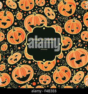 Zucche di Halloween cornice perfetta sullo sfondo del modello Foto Stock