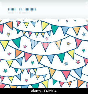 Coloratissimo doodle bunting bandiere strappate orizzontale seamless sfondo pattern Foto Stock