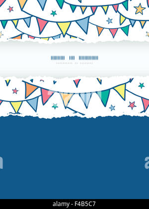 Coloratissimo doodle bunting bandiere verticali del telaio strappato seamless sfondo pattern Foto Stock