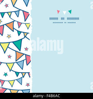 Coloratissimo doodle bunting piazza bandiere strappate seamless sfondo pattern Foto Stock