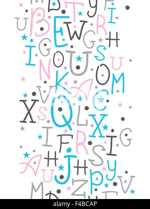 Alfabeto colorato lettere bordo verticale senza soluzione di continuità sullo sfondo del modello Foto Stock