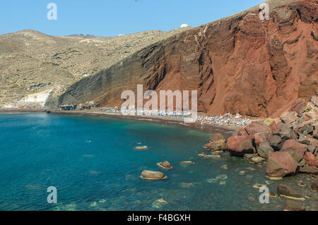 La Spiaggia Rossa di Santorini Island, Grecia Foto Stock