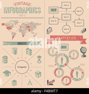 Vintage infographics gli elementi di design Foto Stock