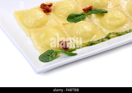 Ravioli con spinaci e Rikotta Foto Stock