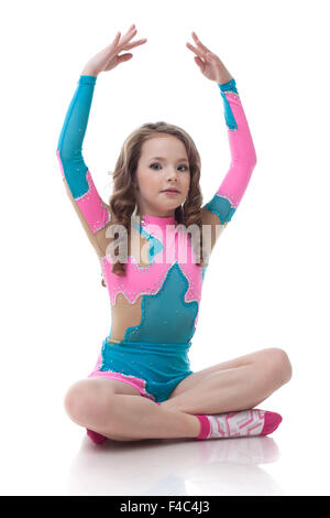 Immagine della cute bambina facendo ginnastica Foto Stock