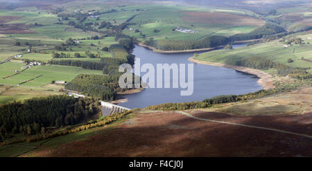 Vista aerea del serbatoio Thruscross in North Yorkshire, Regno Unito Foto Stock