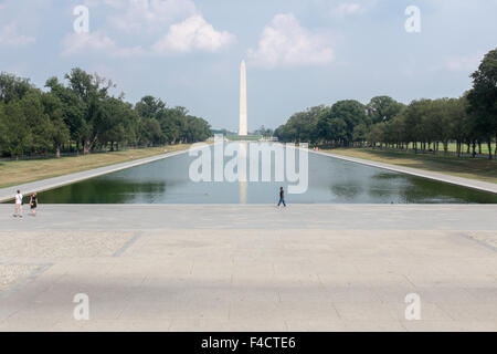 Guardando verso il basso National Mall presso il Monumento a Washington dal Lincoln Memorial Foto Stock