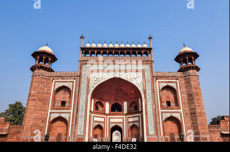 Sud Grand cancello di ingresso del Taj Mahal, Agra, India Foto Stock