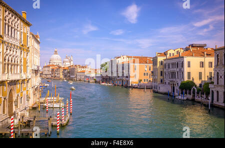 Canal Grande con vista su Santa Maria della Salute nella cattedrale di Venezia, Italia Foto Stock