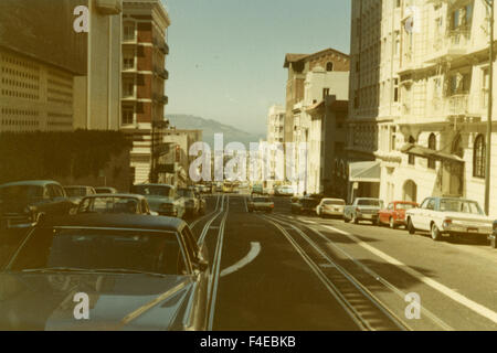San Francisco 1963 street scene. viaggiando in treno Amtrak intorno agli Stati Uniti nei primi anni sessanta. travel Foto Stock