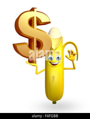 3d reso illustrazione del personaggio dei fumetti di banana Foto Stock