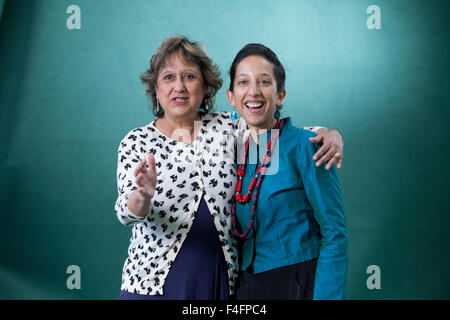 Yasmin Alibhai-Brown (sinistra), le truppe ugandesi-nato il giornalista britannico e autore & Bidisha, il British Indian emittente e giornalista, all'Edinburgh International Book Festival 2015. Foto Stock