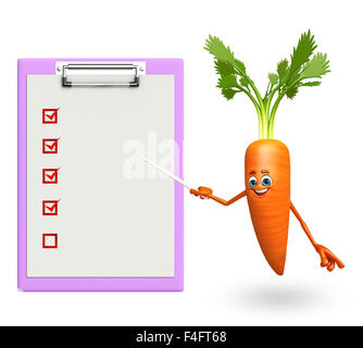 3d reso illustrazione della carota personaggio dei fumetti Foto Stock