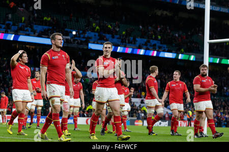 Stadio di Twickenham, Londra, Regno Unito. Xvii oct, 2015. Coppa del Mondo di Rugby Quarti di finale. Sud Africa contro il Galles. Deiezioni per lettori di lingua gallese Credito: Azione Sport Plus/Alamy Live News Foto Stock