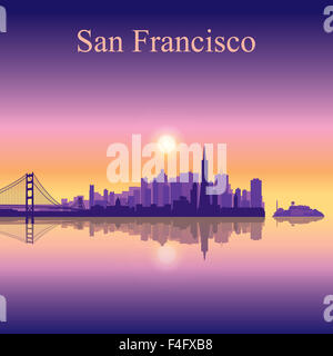 La città di San Francisco skyline silhouette sullo sfondo Foto Stock