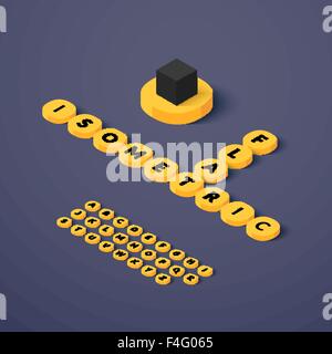 Blocchi di isometrica con lettere Illustrazione Vettoriale