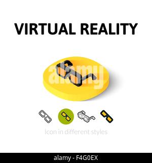 La realtà virtuale icona in stile differente Illustrazione Vettoriale