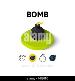 Icona di bomba in stile differente Illustrazione Vettoriale
