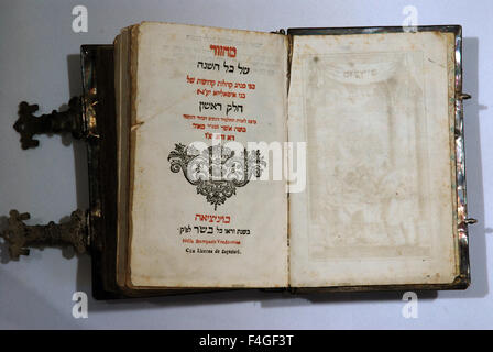 5633-hebrew libro di tutto l'anno preghiere (mahzor), Italia 18th. C. Foto Stock