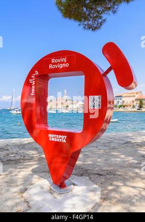 Croazia hotspot wi-fi gratuito punto a Rovigno, Istria, Croazia Foto Stock