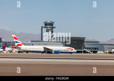 British Airways in rullaggio a Las Vegas all'Aeroporto Internazionale di McCarran Foto Stock