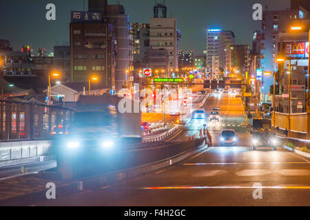 Tokyo Metropolitan road e di prefettura di Kanagawa strada n. 6 Tokyo Daishi linea di Yokohama Foto Stock